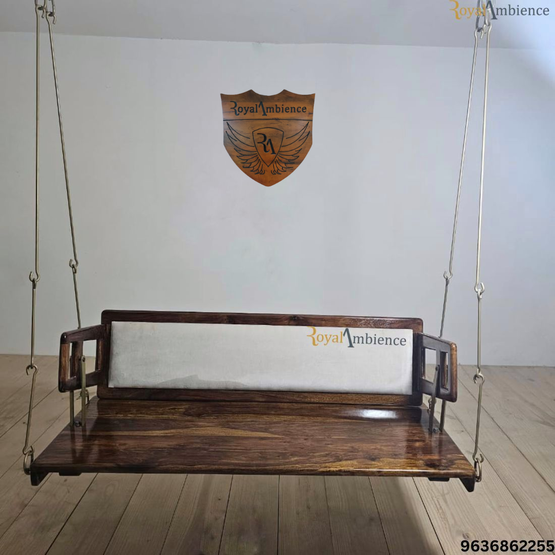 Wooden Swing / Jhula for Living Room, Zula with Brass Coated Chain - UVA