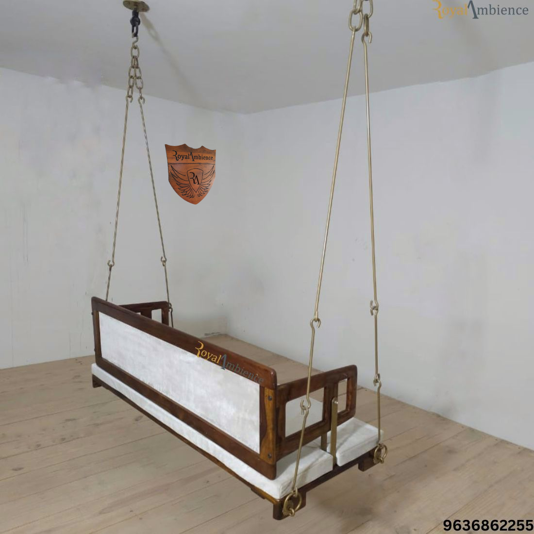 Wooden Swing / Jhula for Living Room, Zula with Brass Coated Chain - UVA