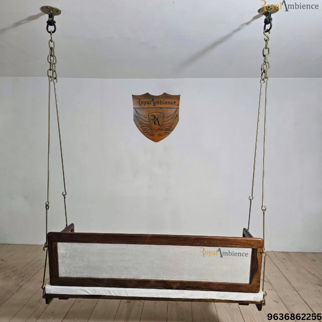Wooden Swing / Jhula for Living Room, Zula with Brass Coated Chain - UVA