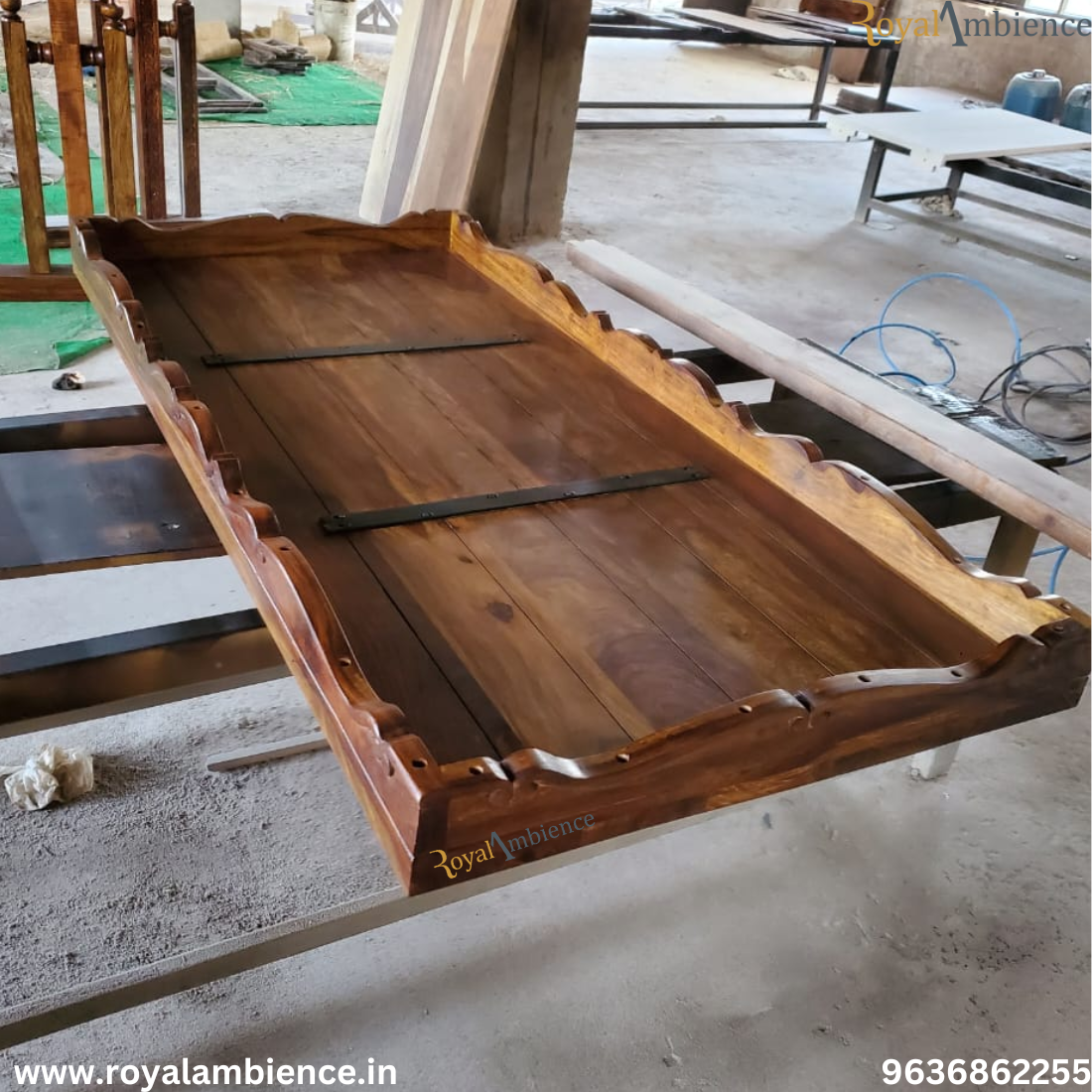 Wooden Carving Jhula without Chain Set - Carved Plank Swing