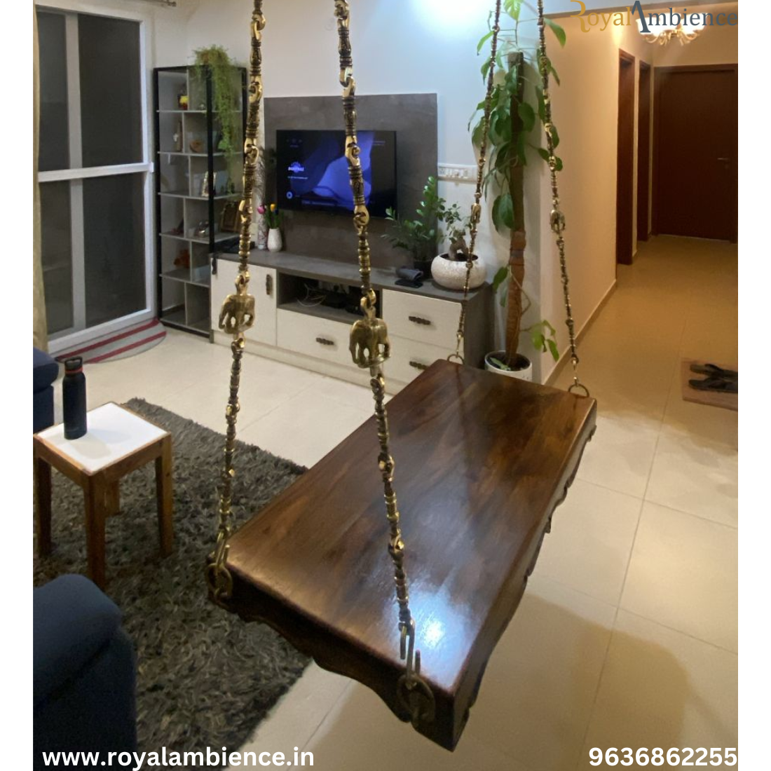 Wooden Carving Jhula without Chain Set - Carved Plank Swing