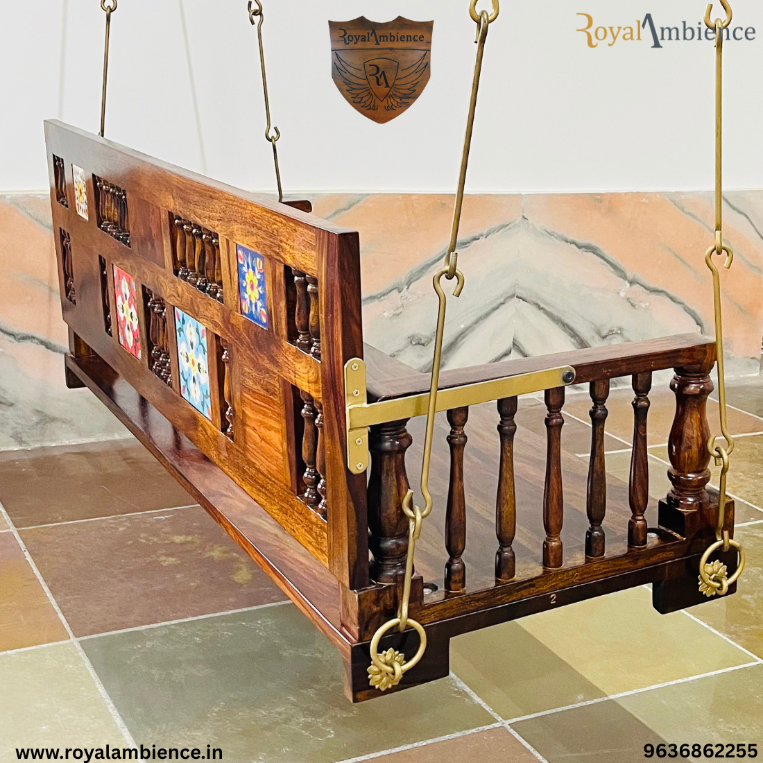 Wooden Swing / Jhula Reversible Carving / Tile Design - Dipak Reversible