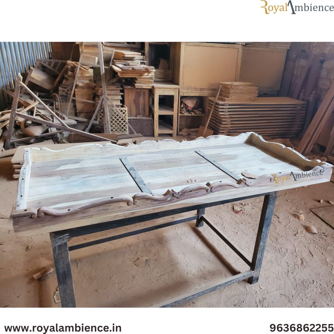 Wooden Carving Jhula without Chain Set - Carved Plank Swing