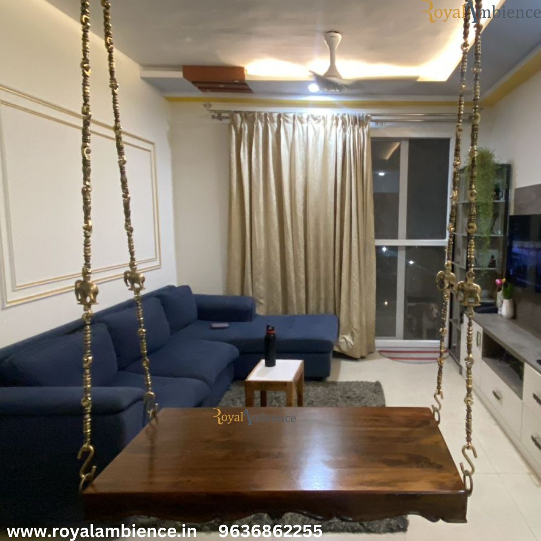 Wooden Carving Jhula without Chain Set - Carved Plank Swing
