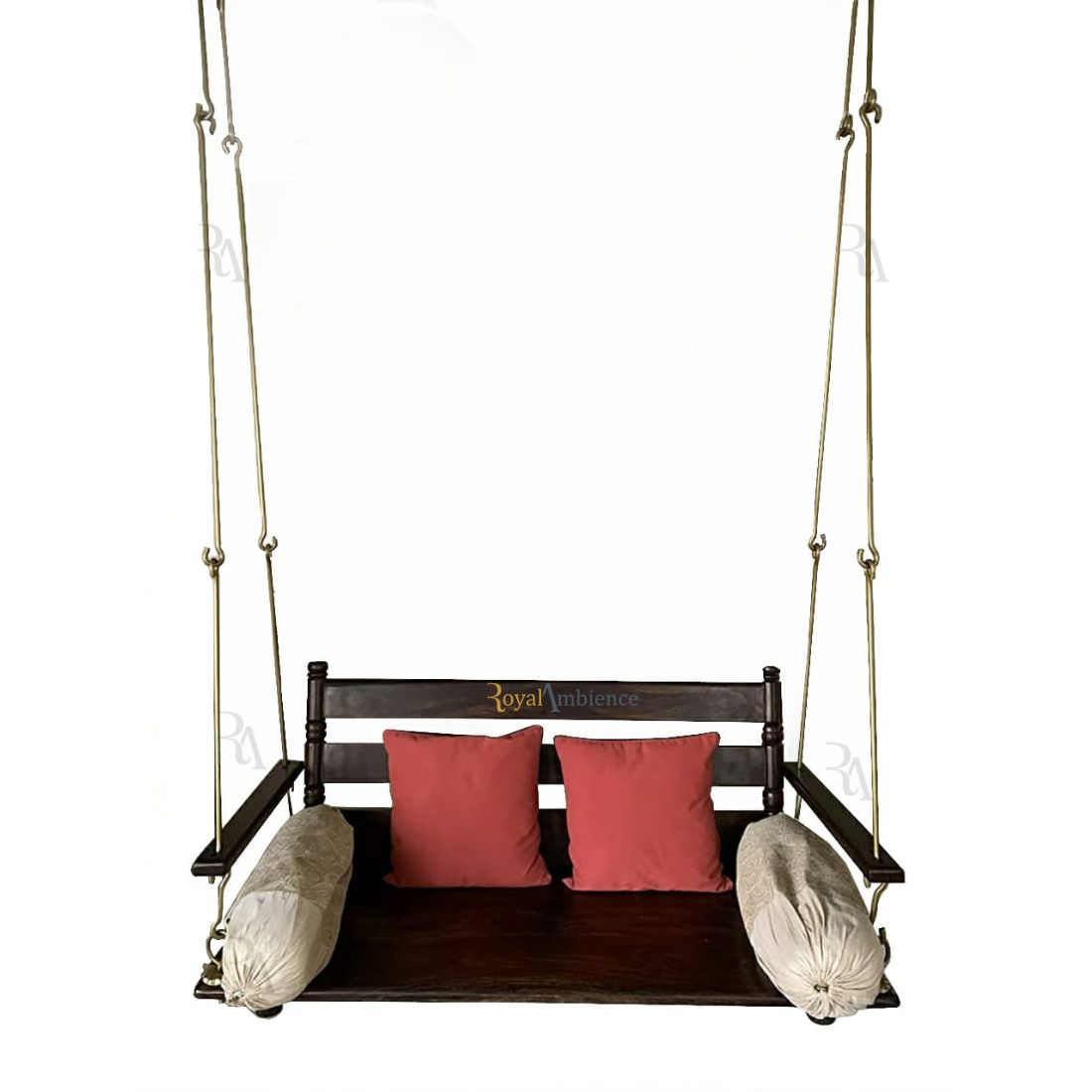 Swing Wooden (Brass Coated Chain ) Jhula with Handrest - Supyar