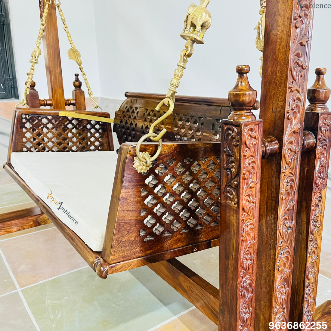 Wooden_swing_with_stand_carving_jhula_radhe_buji_detail