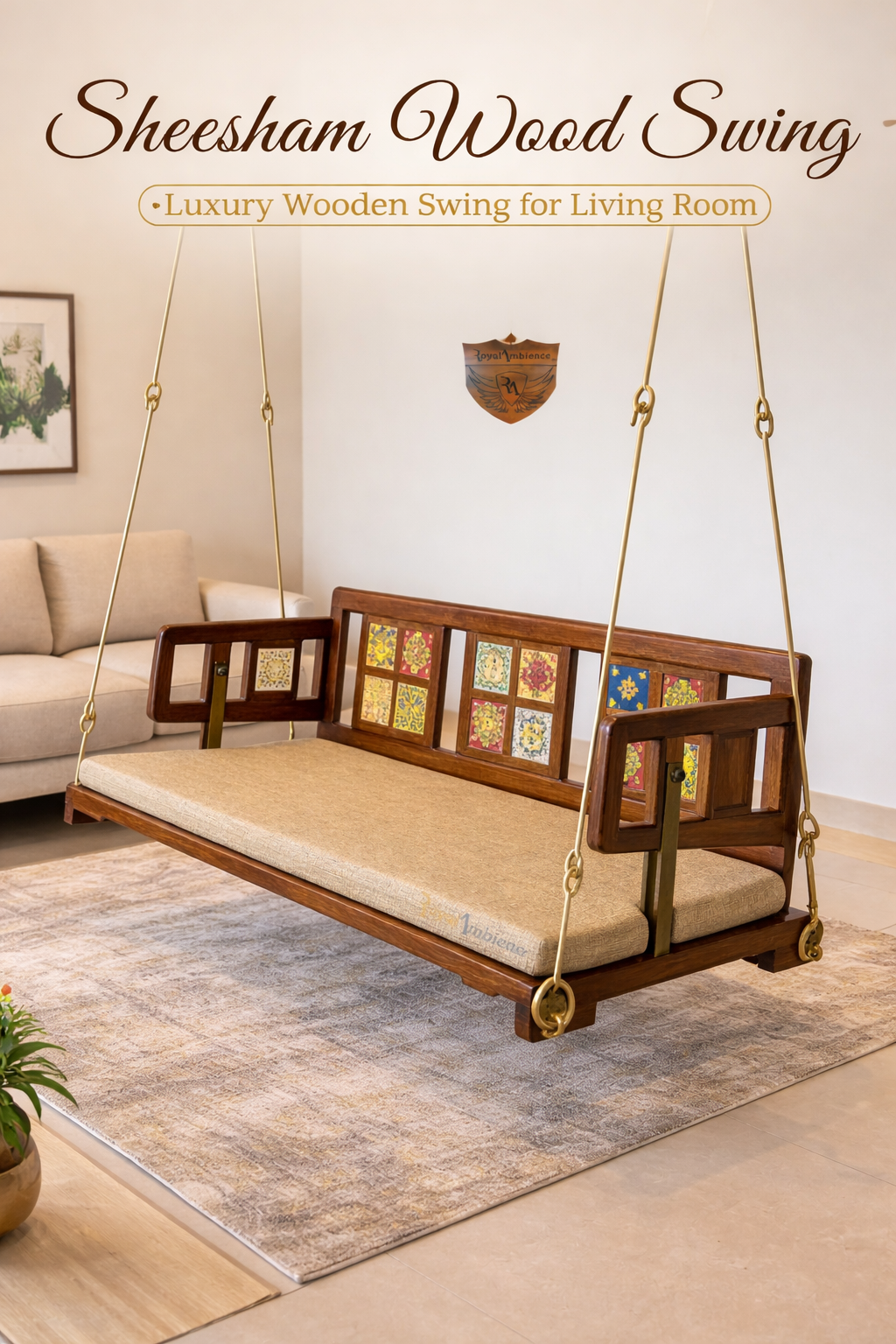 Sheesham Wood Swing – Premium Wooden Swing for Living Room | Royal Ambience Jhula