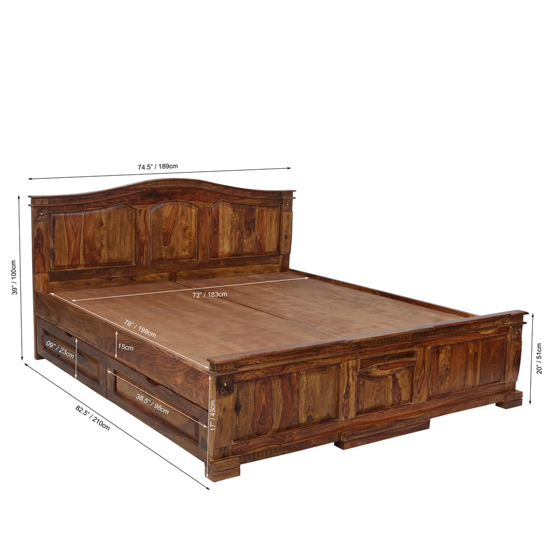 Wooden bed with storage - Borage