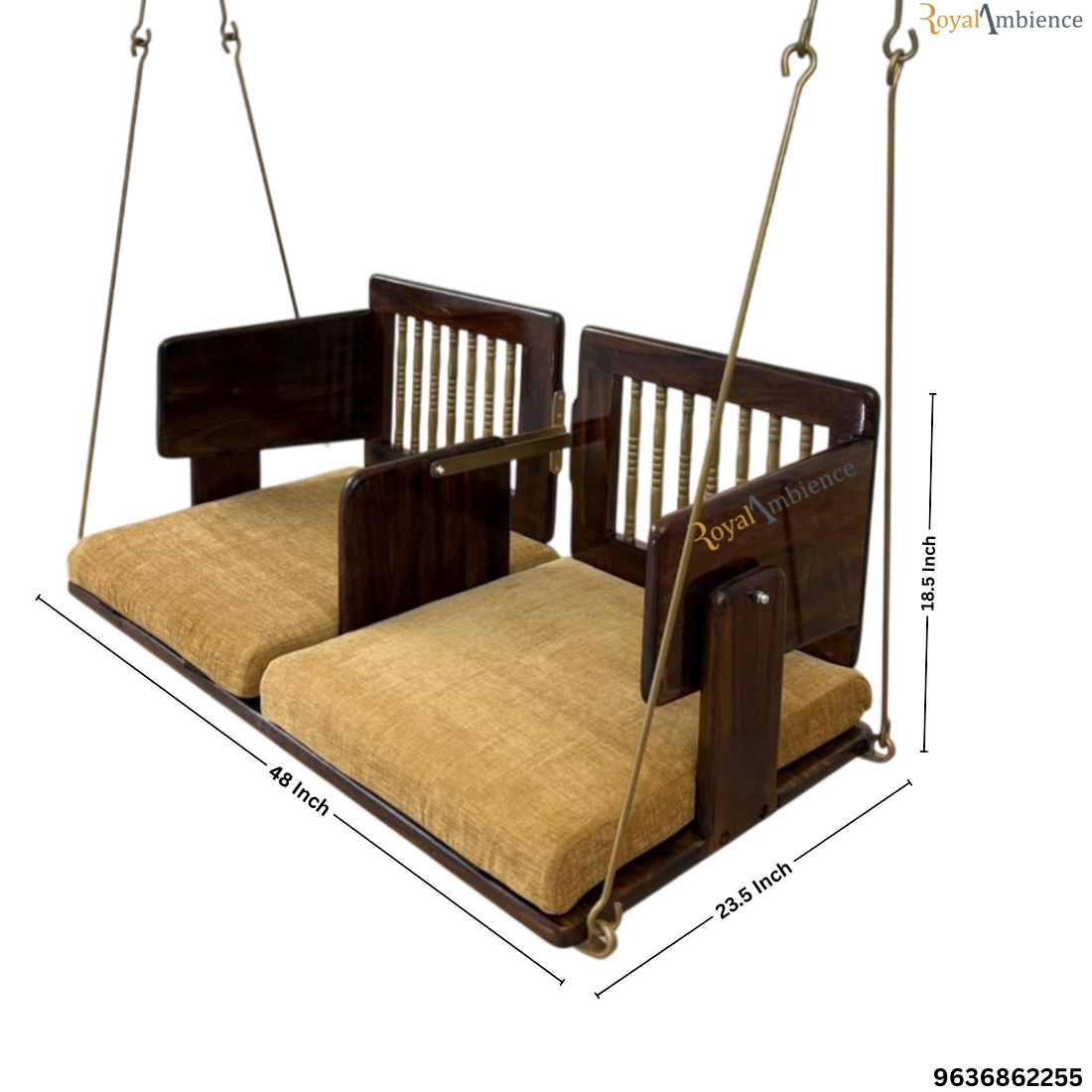 Wooden Swing Reversible Jhula with Cushion - Aakash
