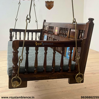 Wooden Swing with Brass Coated Chain (Tile Design) - Dipak
