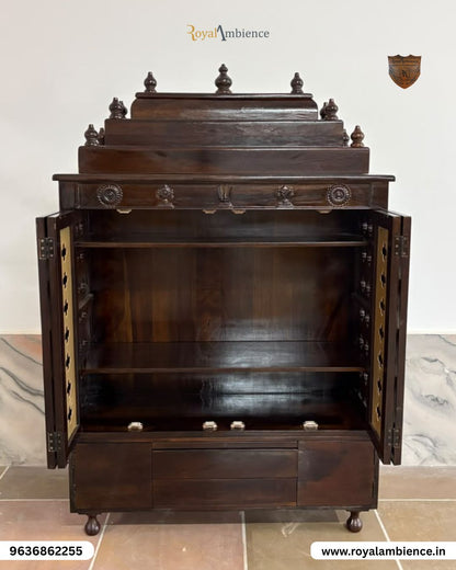 Solid Sheesham Wood Temple for Home - Aum