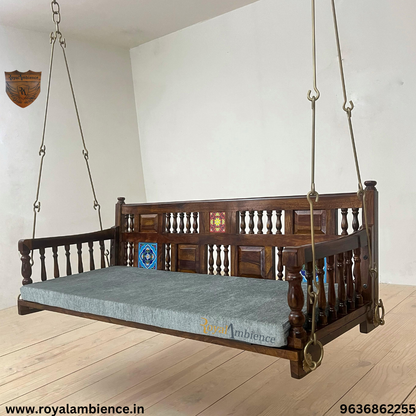 Wooden Swing with Brass Coated Chain (Tile Design) - Dipak