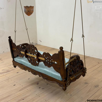 Wooden Reversible Carving Swing with Peacock Design - Mor