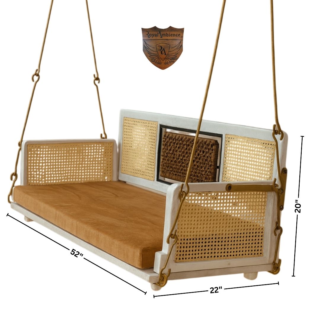 Wooden Reversible Swing / Jhula with Golden Chain -  SKY