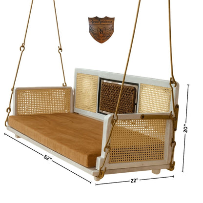 Wooden Reversible Swing / Jhula with Golden Chain -  SKY