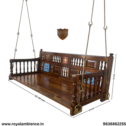 Wooden Swing with Brass Coated Chain (Tile Design) - Dipak