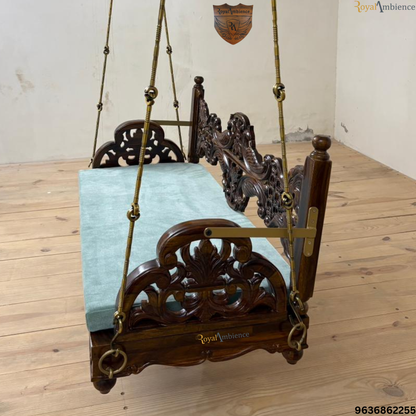 Wooden Reversible Carving Swing with Peacock Design - Mor