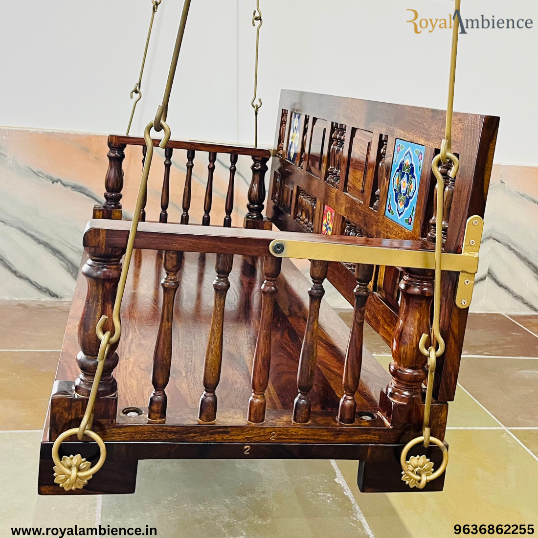 Wooden Swing / Jhula Reversible Carving / Tile Design - Dipak Reversible
