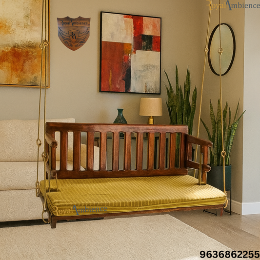 Wooden Reversible swing / Jhula with Brass coated chain (Sheesham wood) - ERA