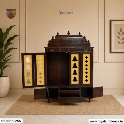 Solid Sheesham Wood Temple for Home - Aum