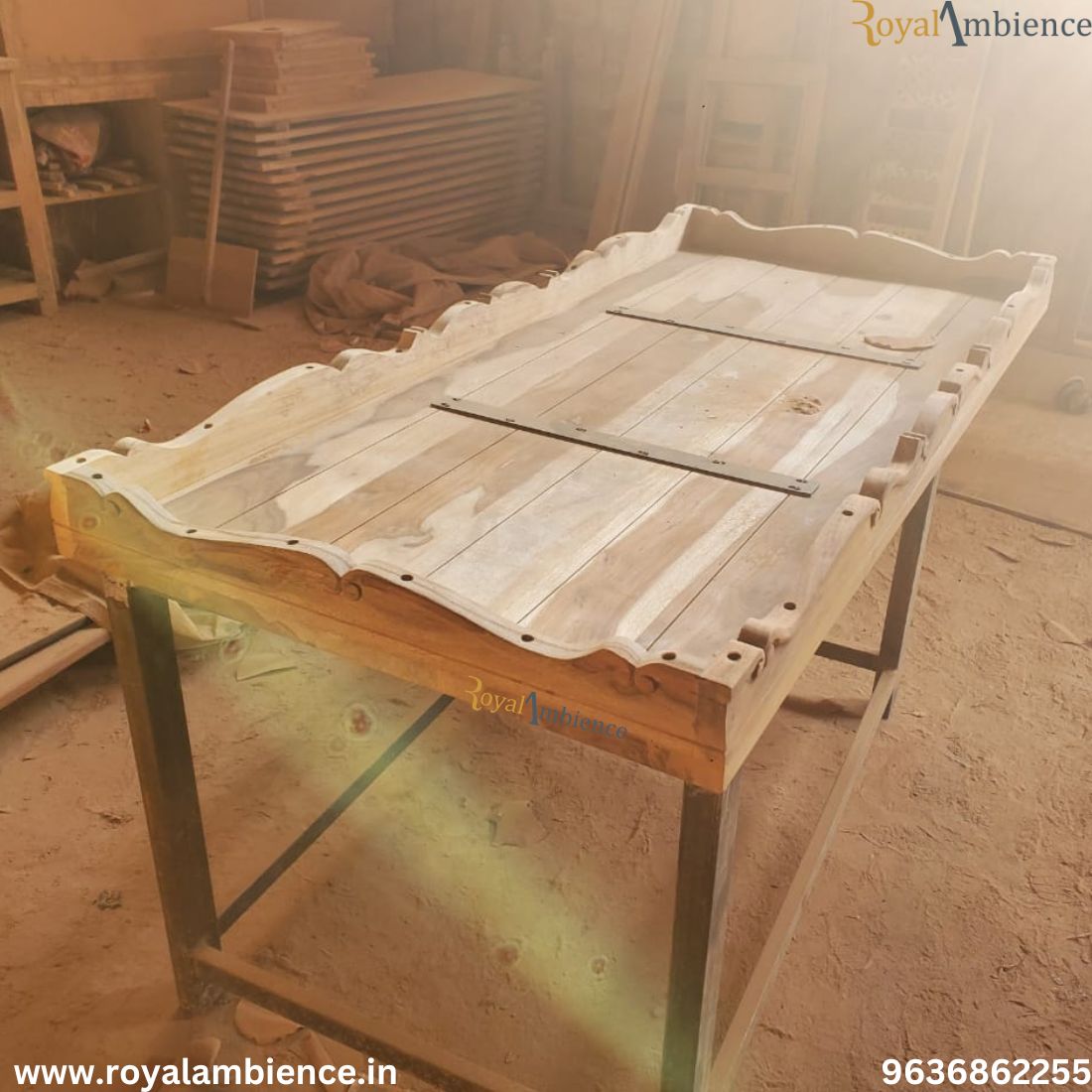 Wooden Carving Jhula without Chain Set - Carved Plank Swing