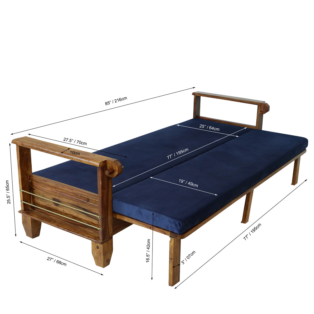 Sofa Cum Bed Wooden - ZARIA