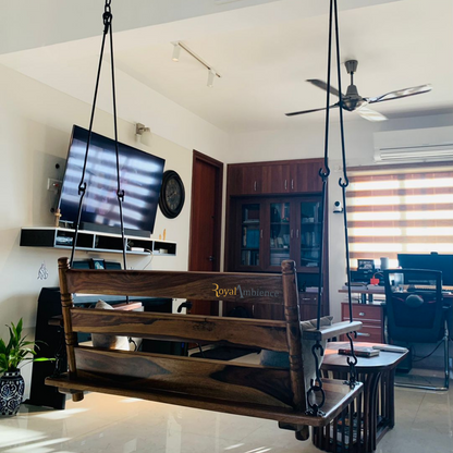 Wooden Swing (Black Chain) Jhula with Handrest — Supyar