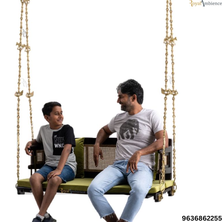 Reversible Wooden Swing ( Jhula CANE ) Onjle with Brass chain - OVI