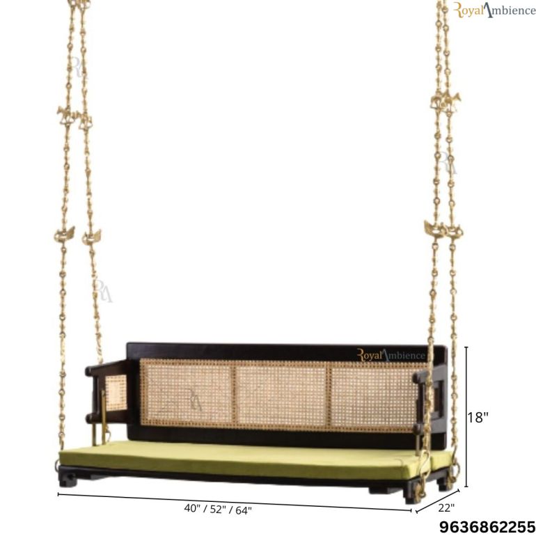 Reversible Wooden Swing ( Jhula CANE ) Onjle with Brass chain - OVI