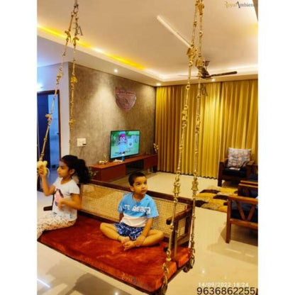 Reversible Wooden Swing ( Jhula CANE ) Onjle with Brass chain - OVI