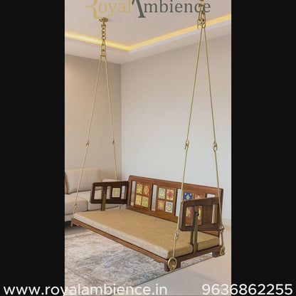 Wooden Swing Reversible Tile with Brass Coated Chain - Mannu