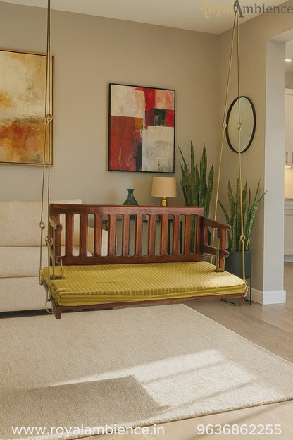 Wooden Reversible swing / Jhula with Brass coated chain (Sheesham wood) - ERA