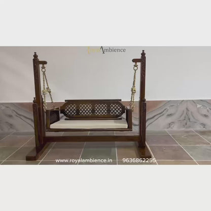 Wooden Stand Swing with Brass Chain - Buji Radhe