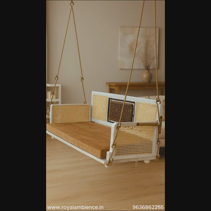 Wooden Reversible Swing / Jhula with Golden Chain -  SKY