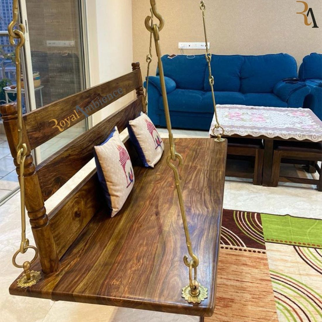 Swing wooden (Brass coated) Jhula - Supyar