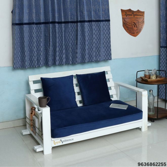 Jhula for Home Wooden Swing — White Gloria