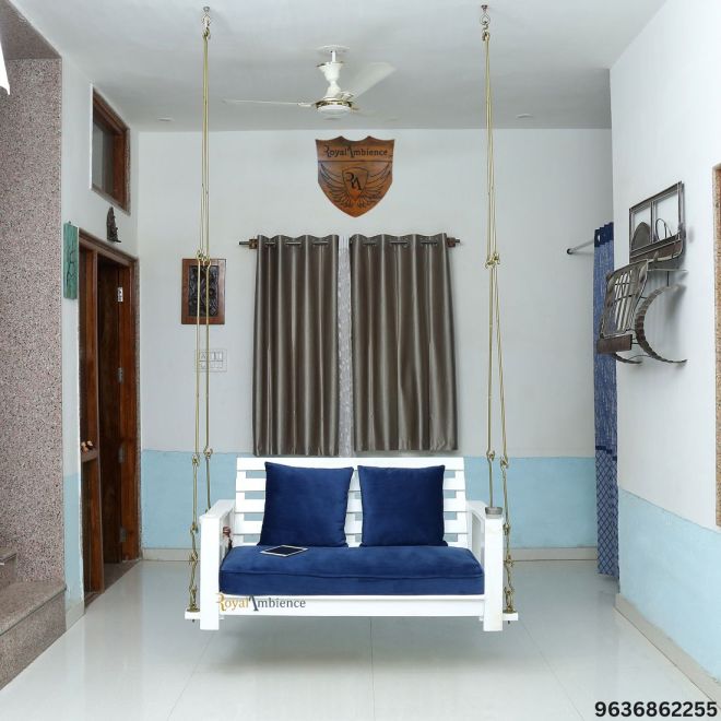 Jhula for Home Wooden Swing — White Gloria