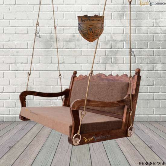 Wooden Swing for Living Room with Brass Coated Chain - Ambi