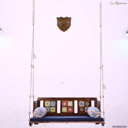 Wooden Swing Reversible Tile with Brass Coated Chain - Mannu