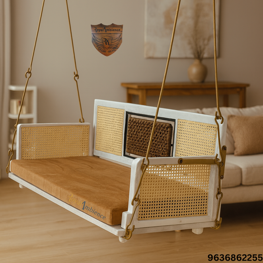 Wooden Reversible Swing / Jhula with Golden Chain -  SKY