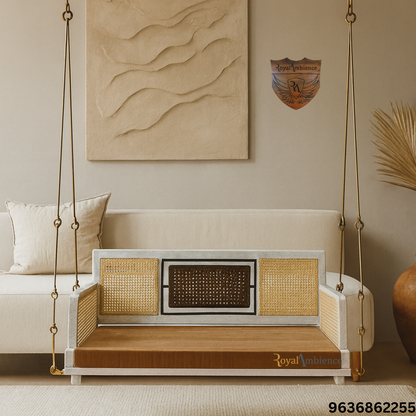 Wooden Reversible Swing / Jhula with Golden Chain -  SKY