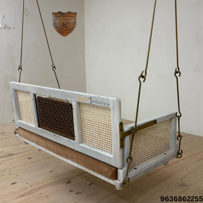 Wooden Reversible Swing / Jhula with Golden Chain -  SKY