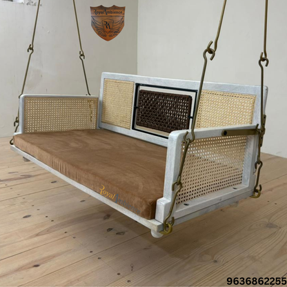 Wooden Reversible Swing / Jhula with Golden Chain -  SKY