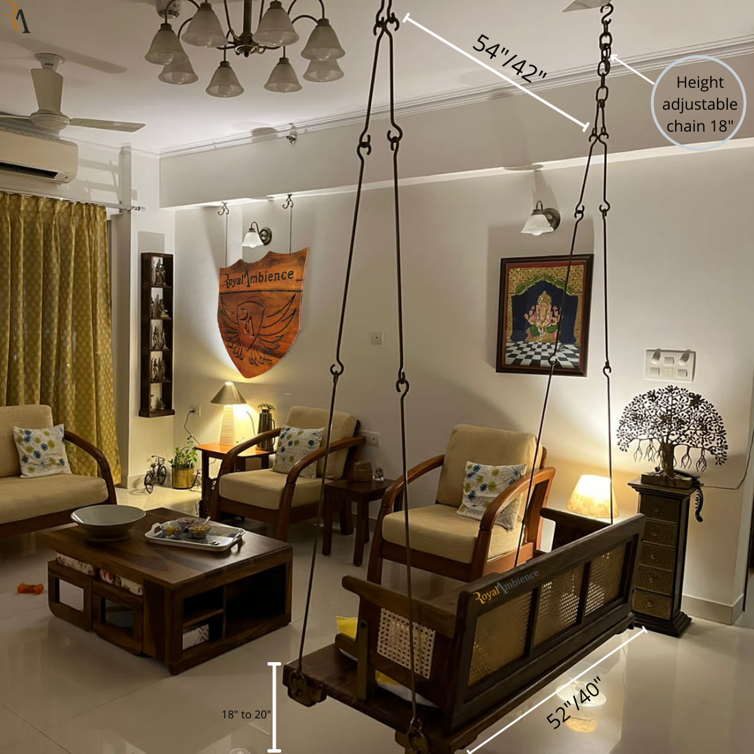 Reversible Wooden Swing ( Jhula CANE ) Onjle - OVI