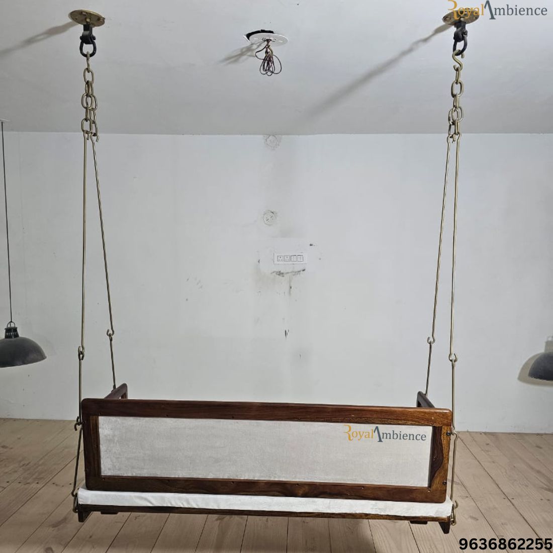 Wooden Swing / Jhula for Living Room, Zula with Brass Coated Chain - UVA