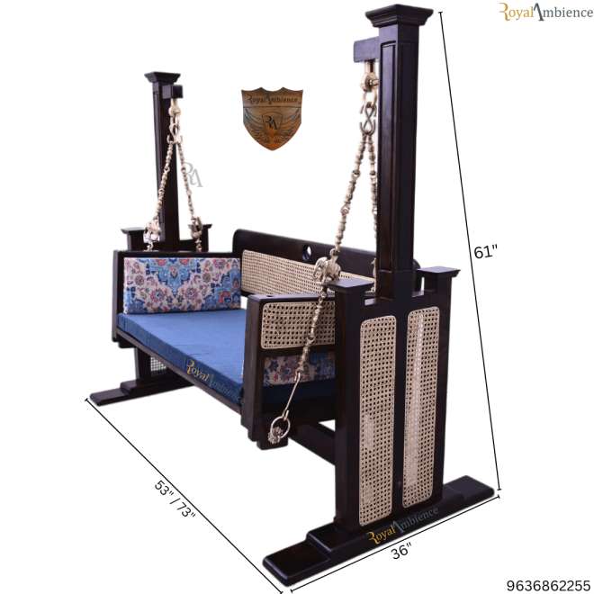 Wooden Swing with stand (cane) Indoor jhula - Kush Hamir