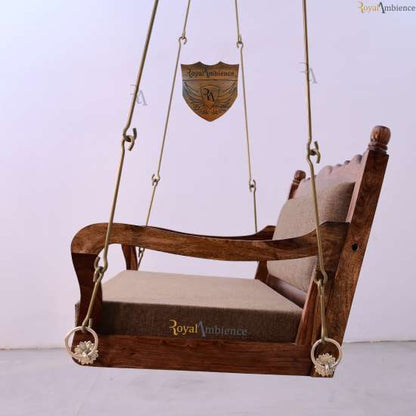 Wooden Swing for Living Room with Brass Coated Chain - Ambi